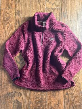 Victoria's Secret PINK Sherpa Quarter-Zip Pullover - Burgundy